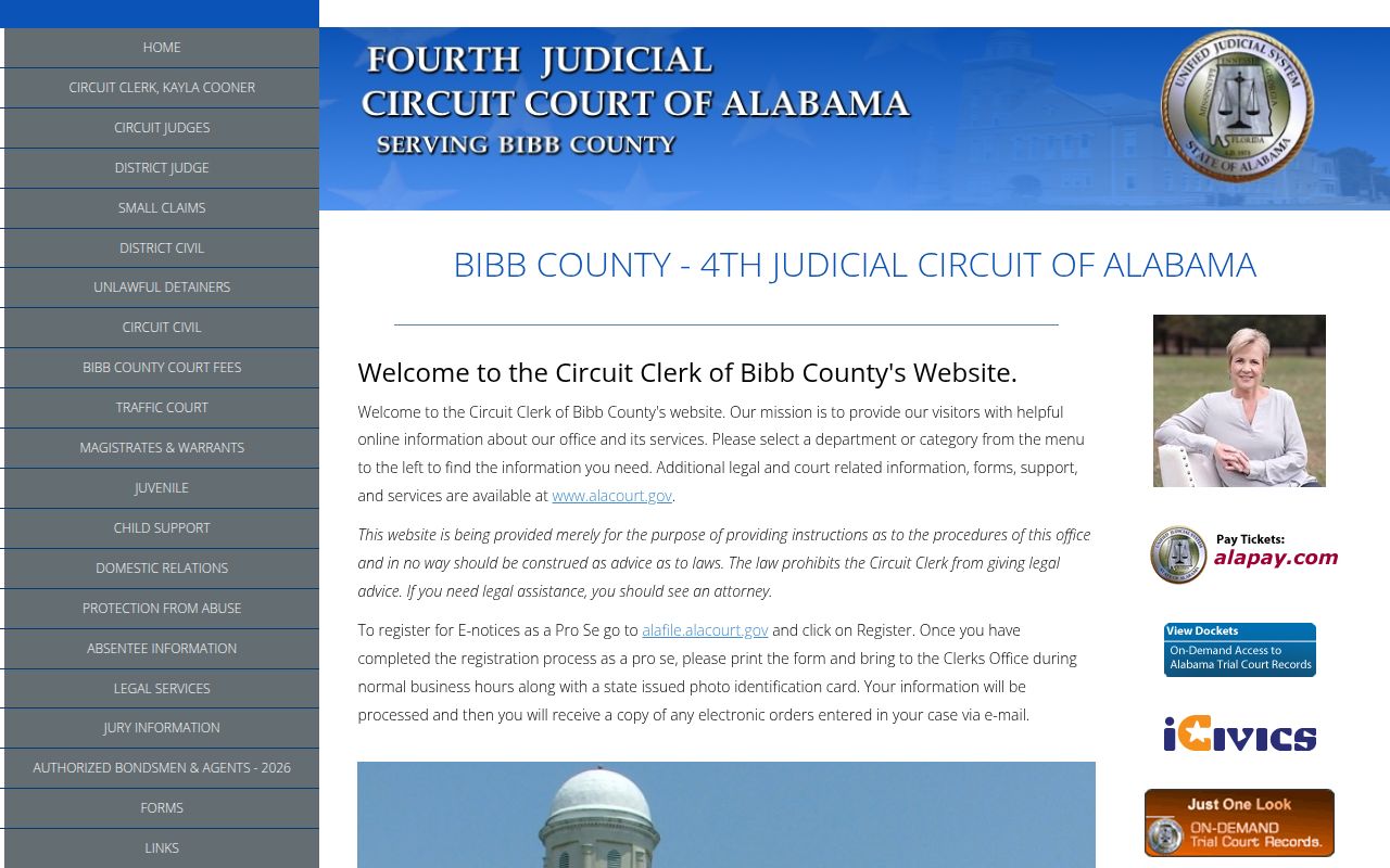 Bibb County Circuit Court and clerk office in Centreville Alabama