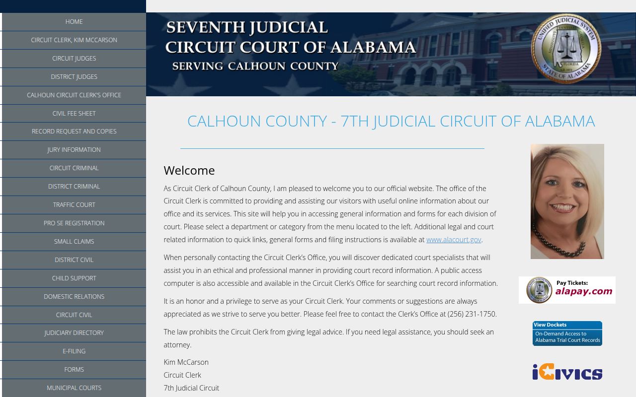Calhoun County Circuit Court search portal for civil records