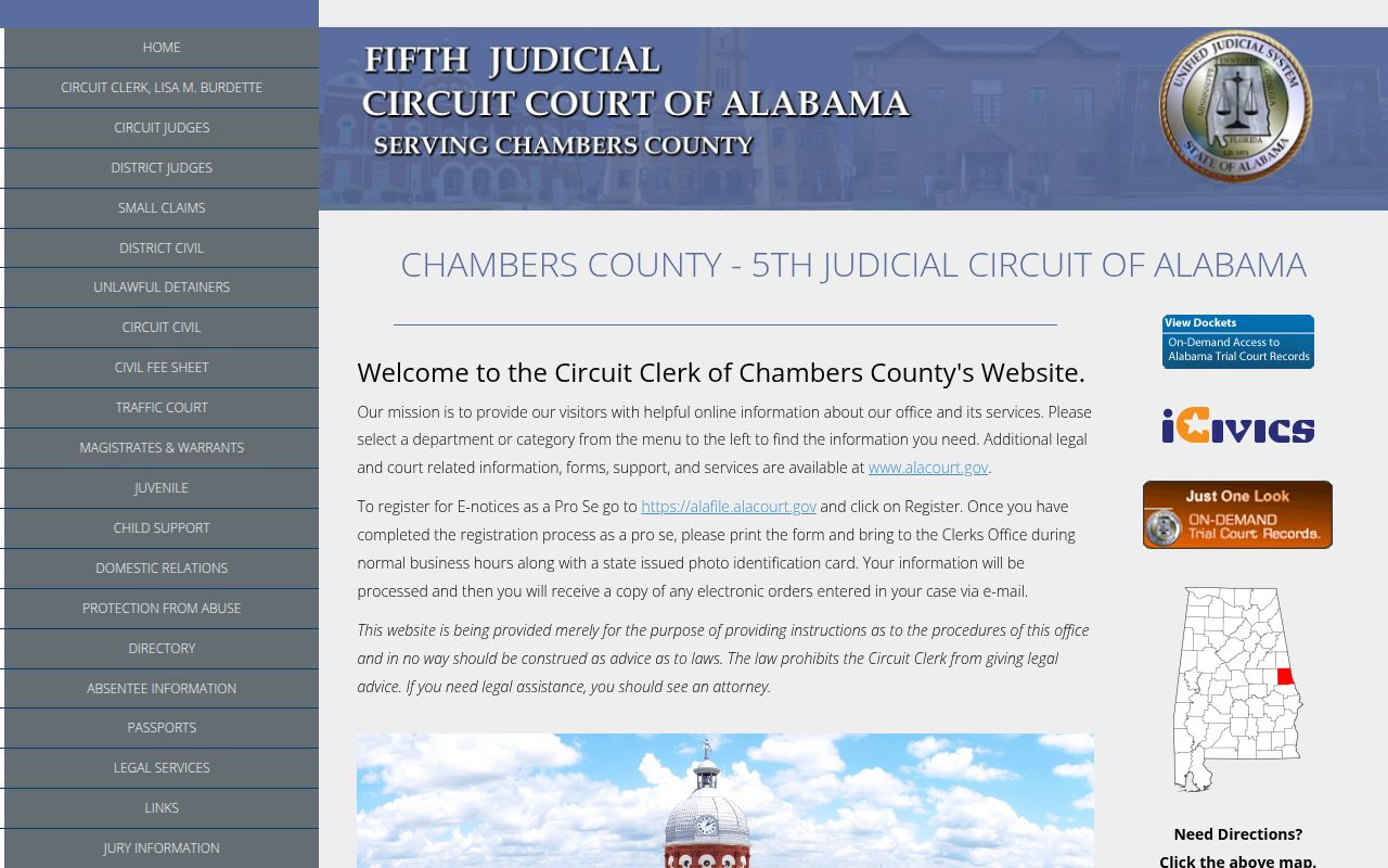 Chambers County Circuit Court in LaFayette Alabama