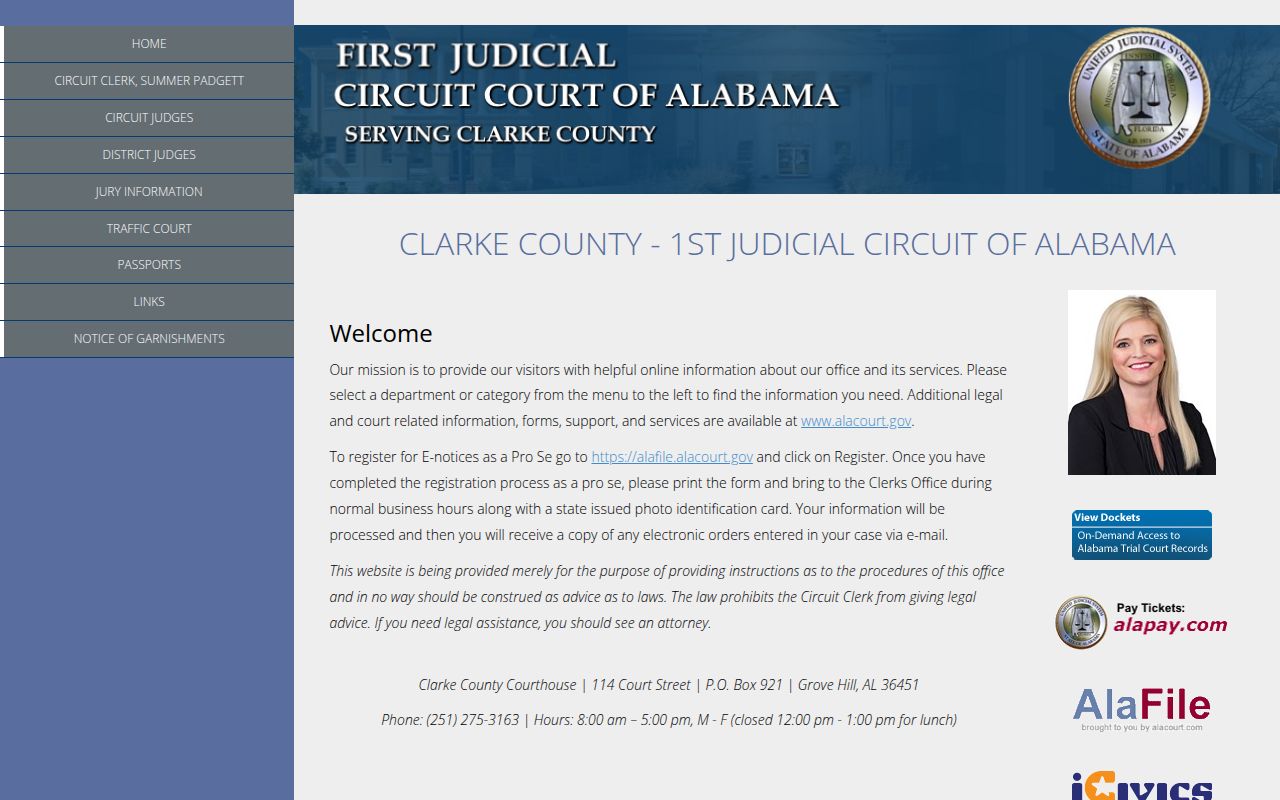Clarke County Circuit Court search portal for civil records