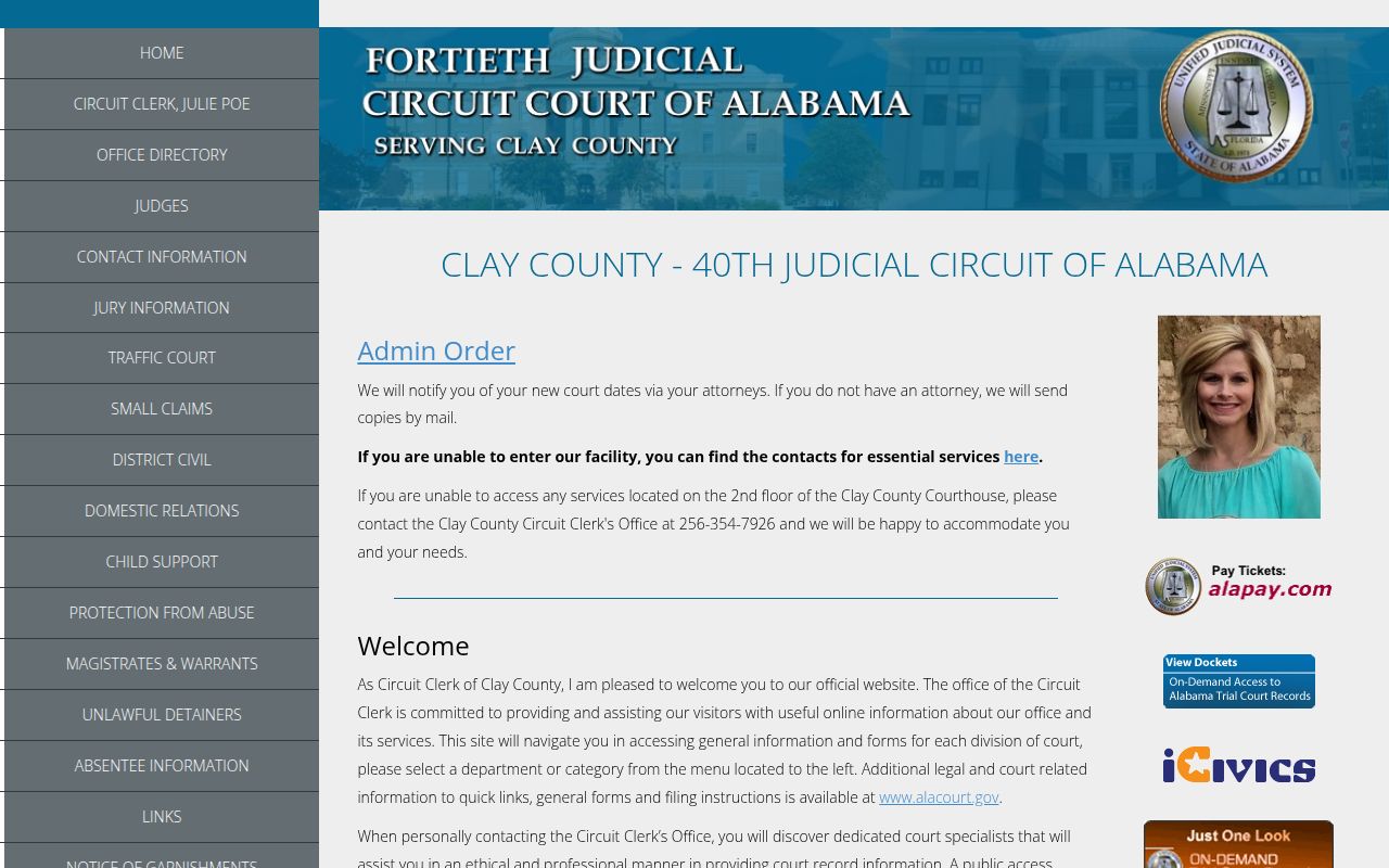 Clay County Circuit Court and Circuit Clerk office in Ashland Alabama