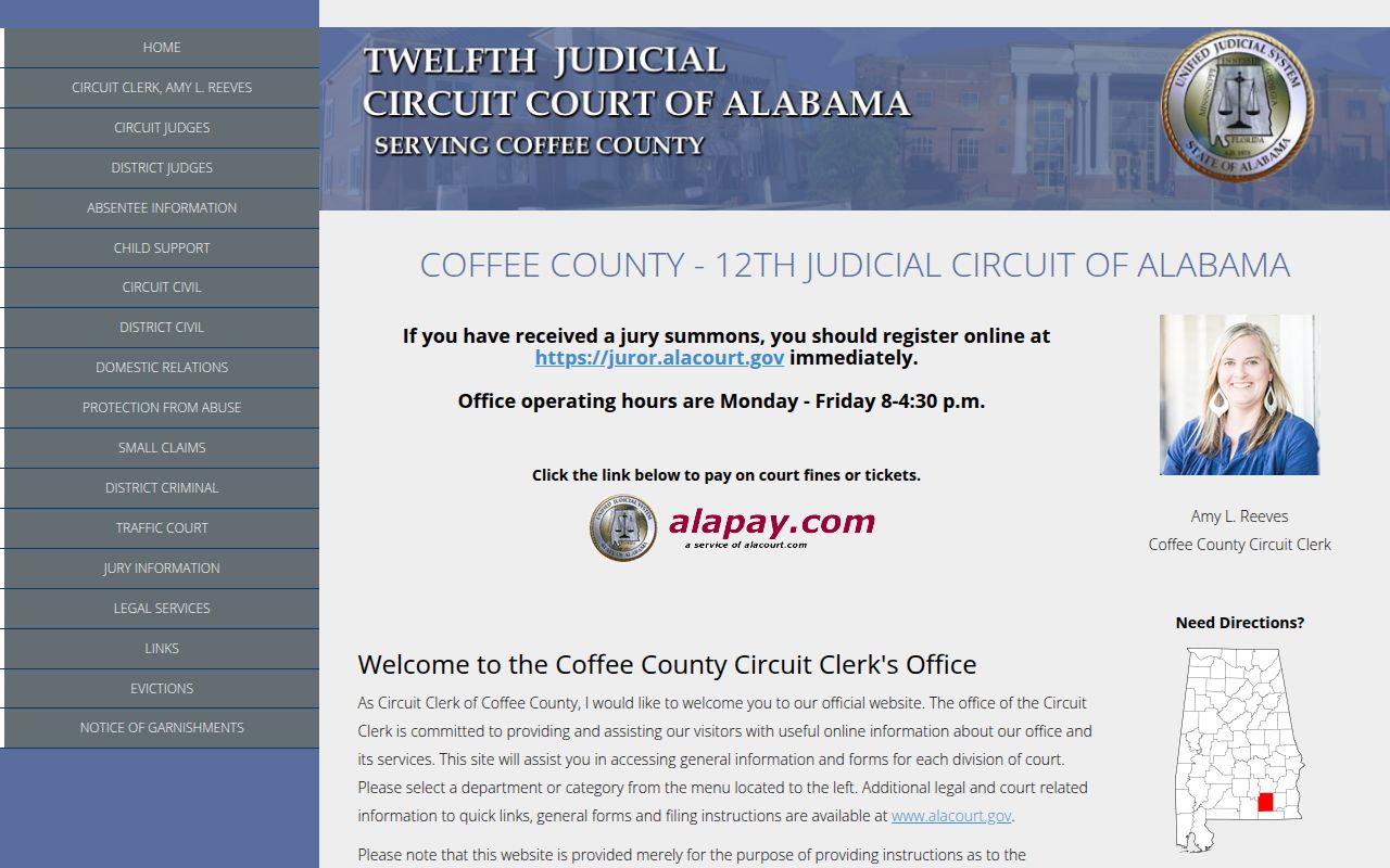 Coffee County Circuit Court search portal for civil records