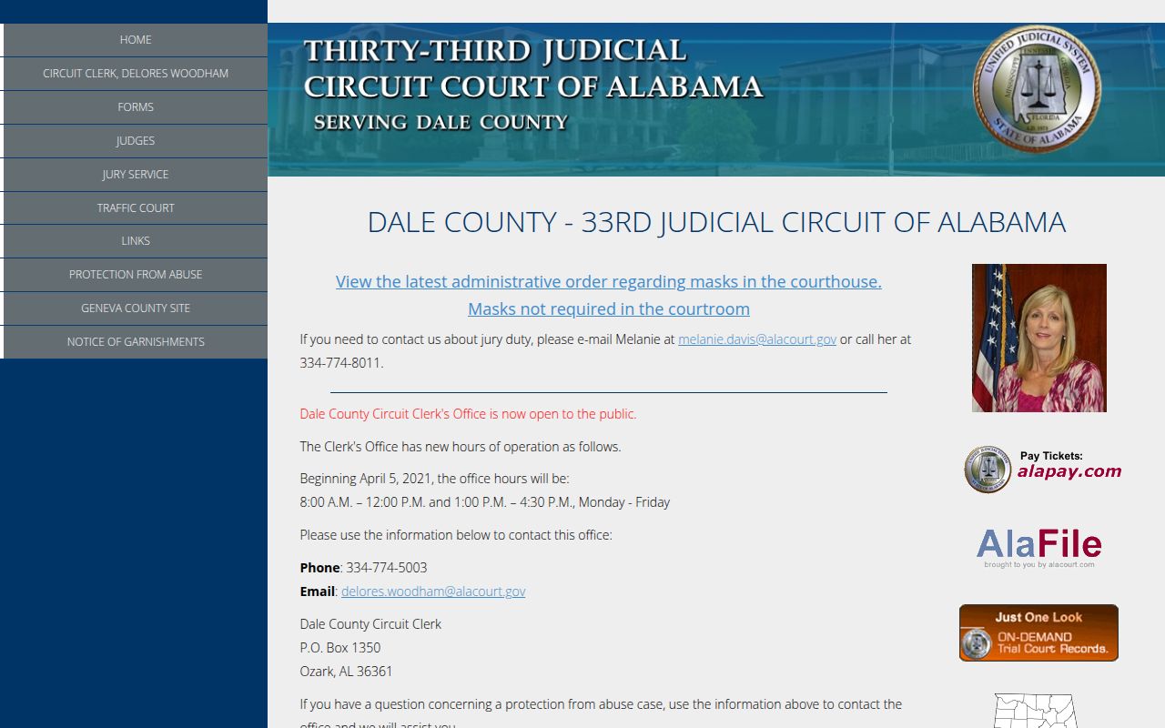 Dale County Circuit Court search portal for civil records