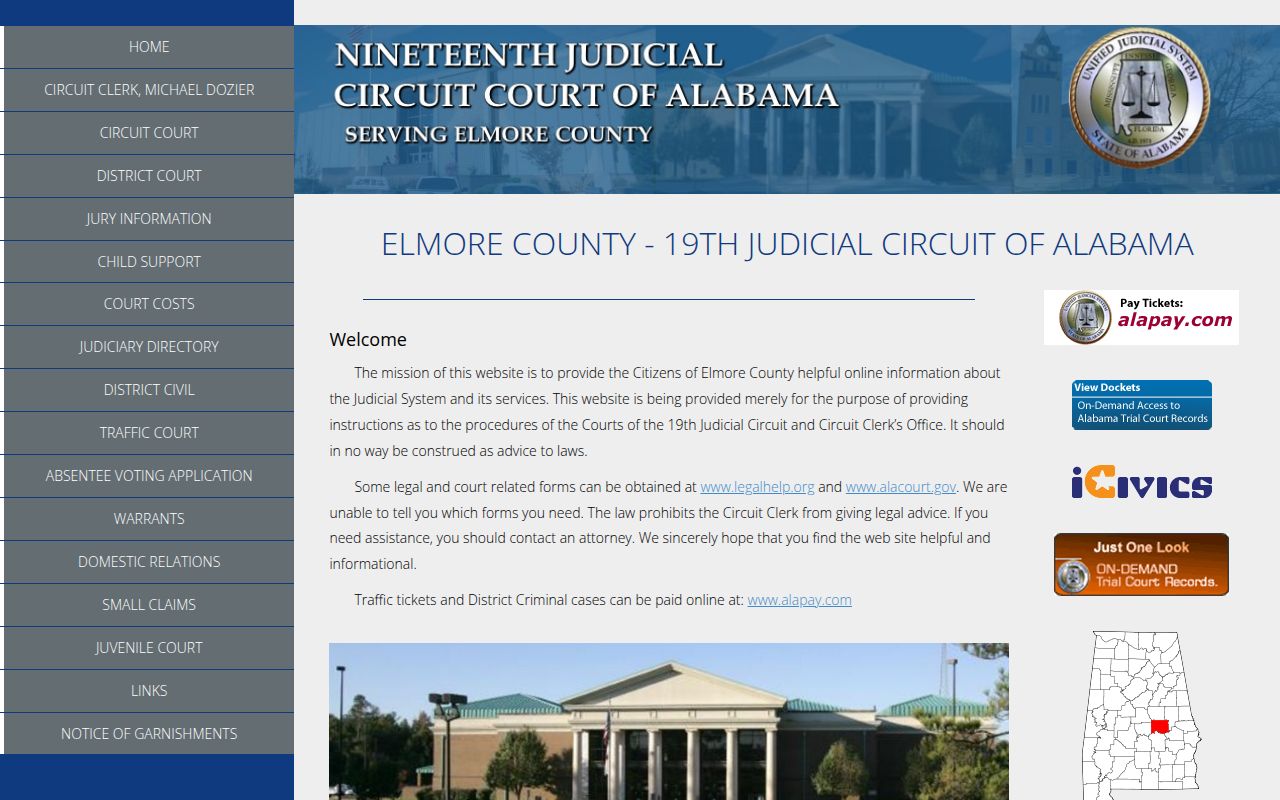 Elmore County Circuit Court in Wetumpka Alabama