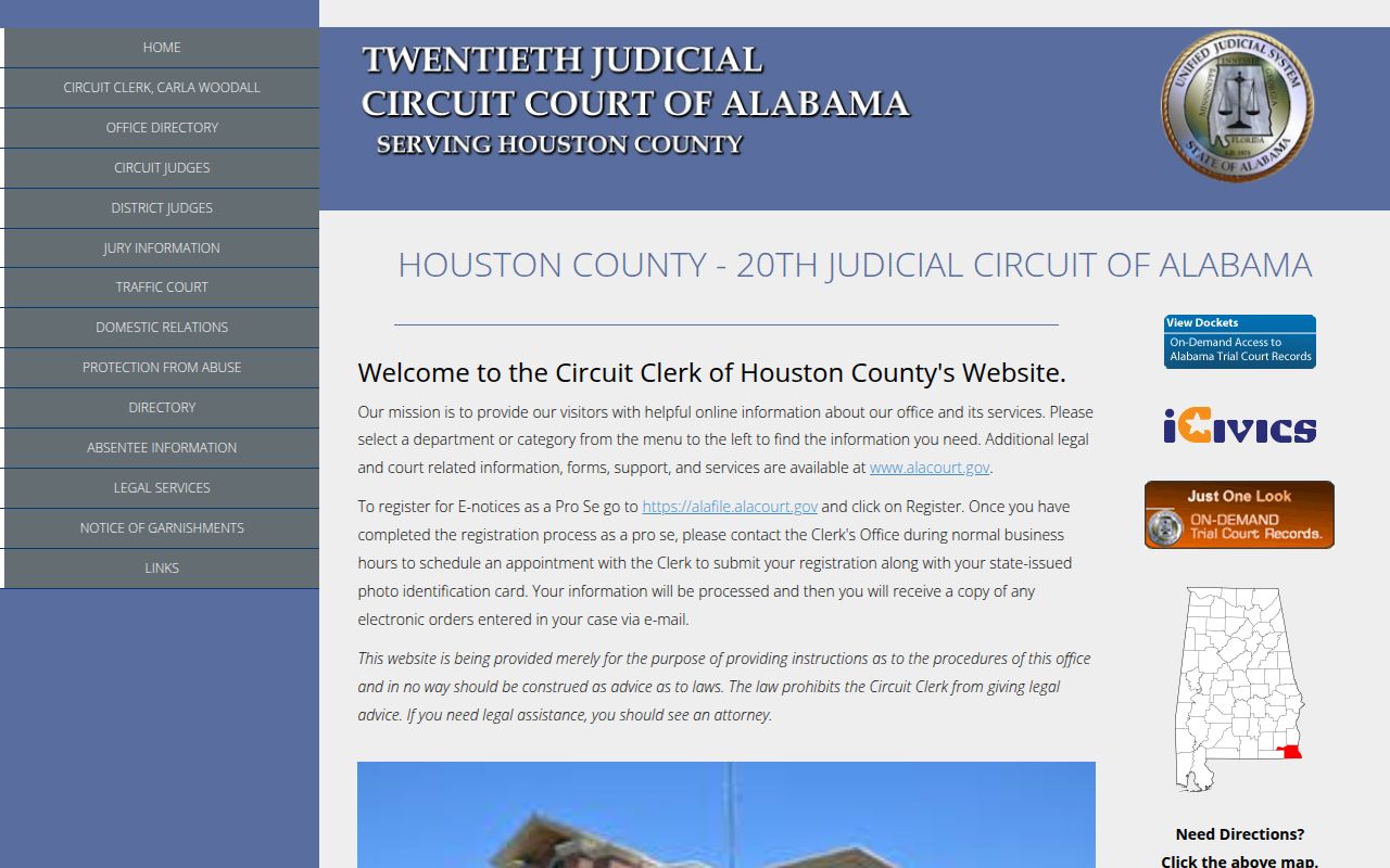 Houston County Circuit Court search portal in Dothan Alabama