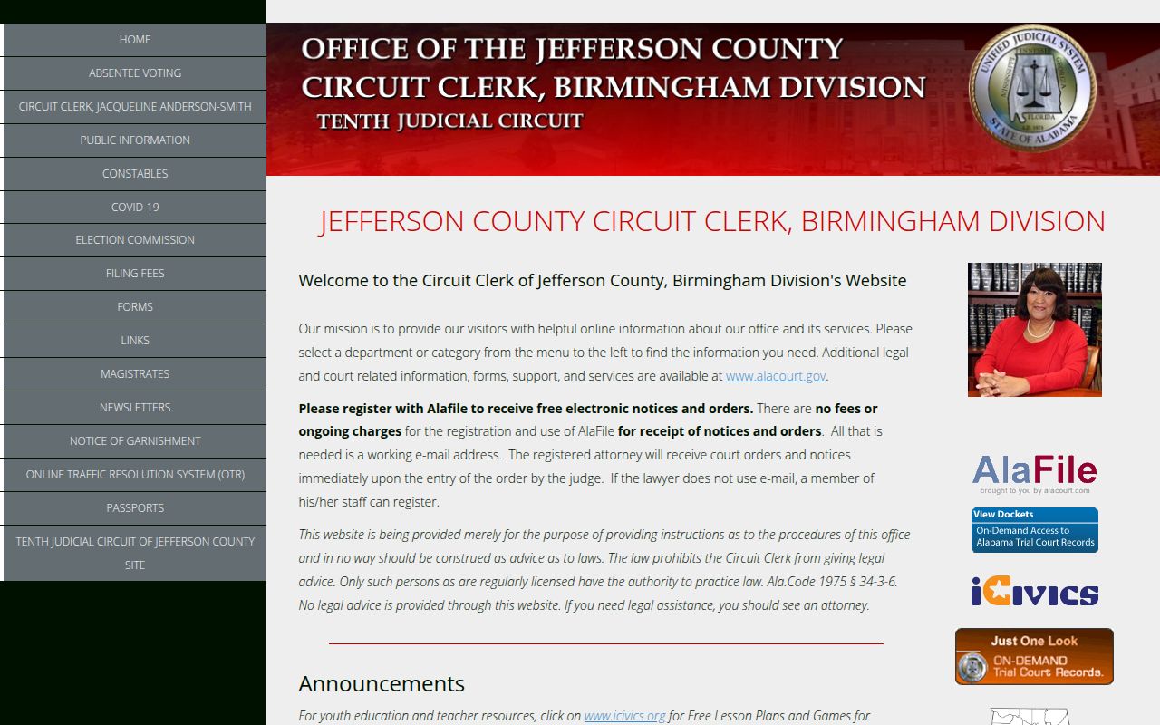 Jefferson County Circuit Clerk office and courthouse in Birmingham Alabama