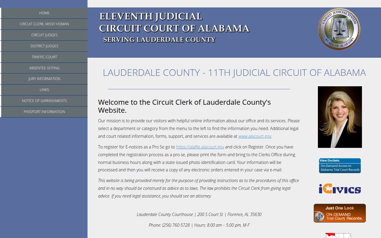 Lauderdale County Circuit Court online case search portal