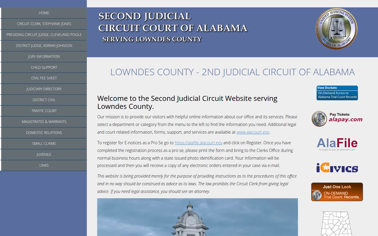 Lowndes County Circuit Court in Hayneville