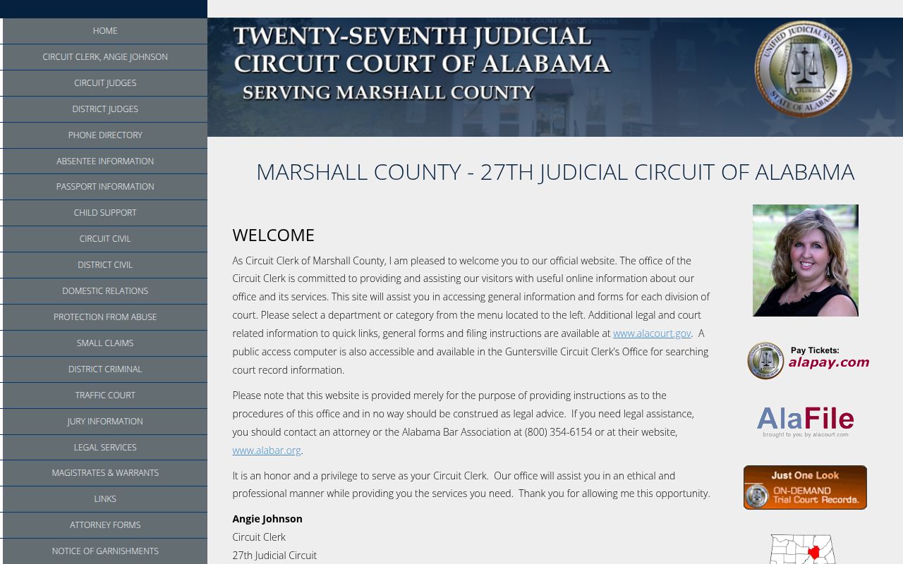 Marshall County Circuit Court search portal for civil records