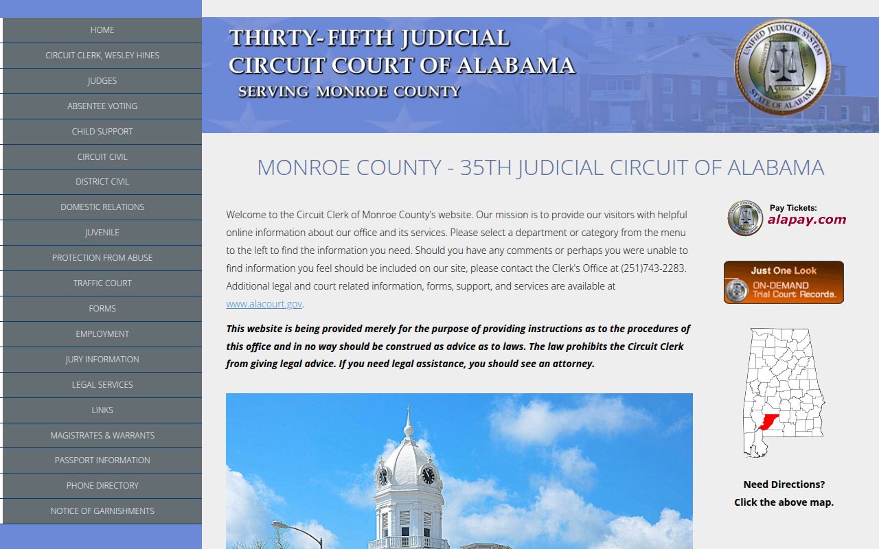 Monroe County Circuit Court search portal for civil records