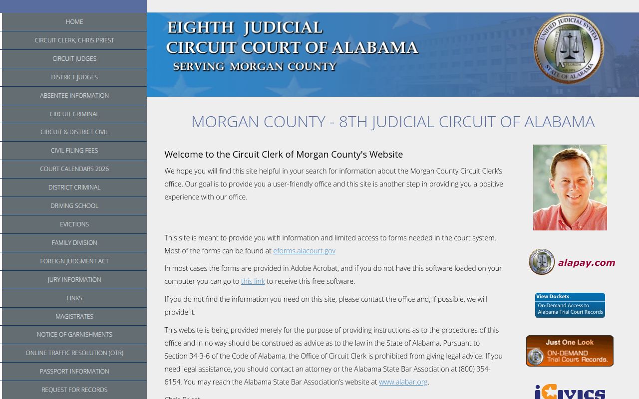 Morgan County Circuit Court online access portal for civil court records