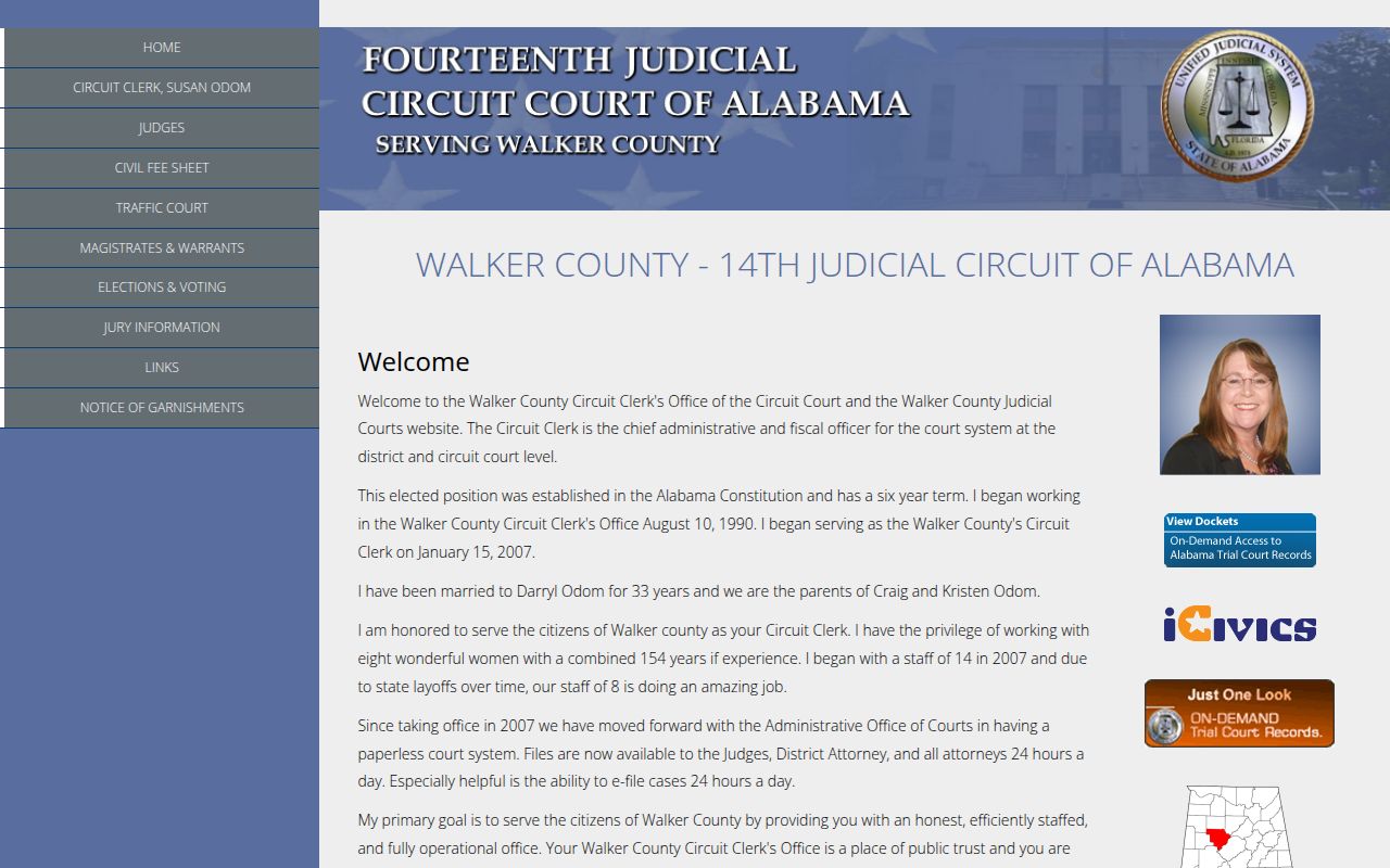 Walker County Circuit Court search portal and case lookup system in Jasper Alabama