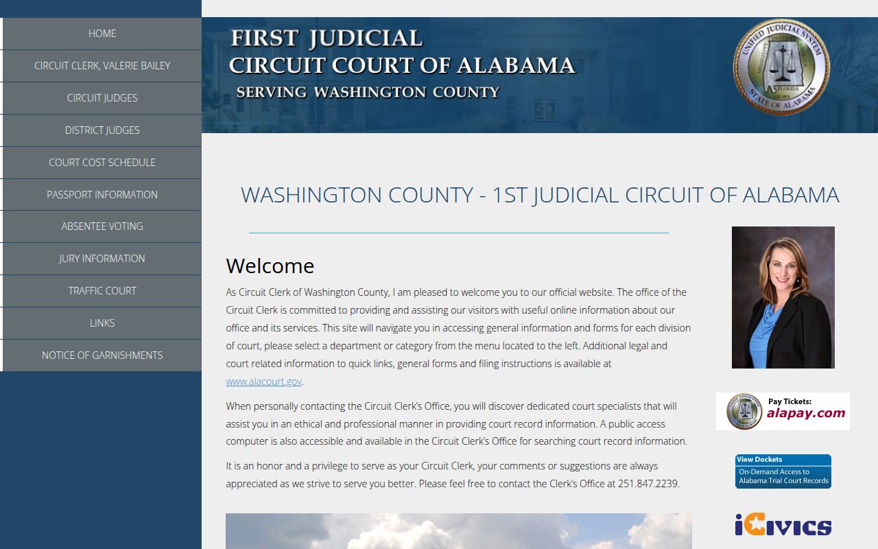 Washington County Circuit Clerk office and Alacourt portal for searching civil court records